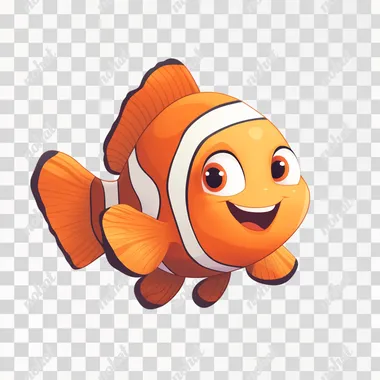 Bright, cute fish and smiling face , cartoon style , white background , clip art