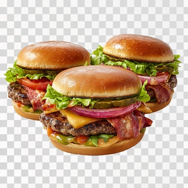 Juicy Burgers, isolated on white background, png image