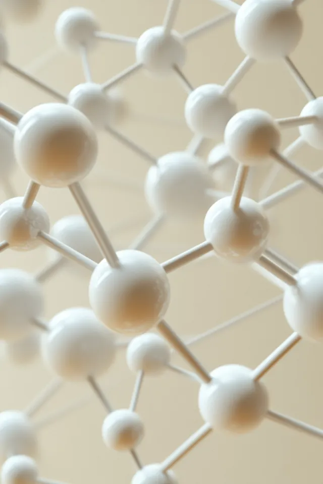 3D Volume Molecule of Polypropylene on Beige Background, Close-Up Shot