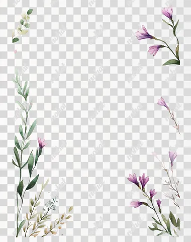 A vertical A4 journal page, designed for daily reflections, with a subtle artistic border. The page is lightly decorated with discreet Freesias illustrations in the corners, The side margins feature minimalist icons, such as a leaf for growth, ensuring the center area remains clear for writing. Created using: hand painted watercolor style, calm and introspective mood, reflective subject matter, ample space for writing, elements suggesting mindfulness and personal space