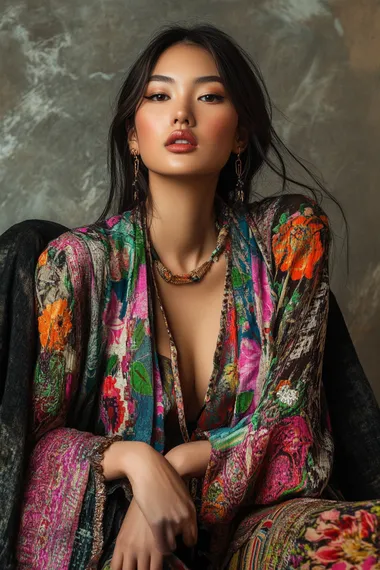 Ethnic Asian female model portrait,,in clothes