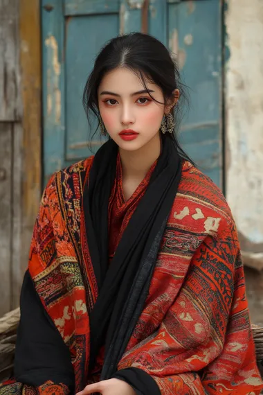 Ethnic Asian female model portrait,,in clothes
