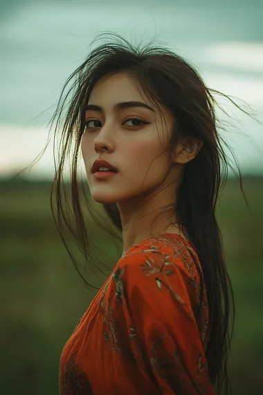 Ethnic Asian female model portrait,,in clothes