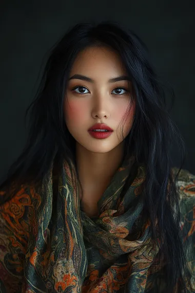 Ethnic Asian female model portrait,,in clothes