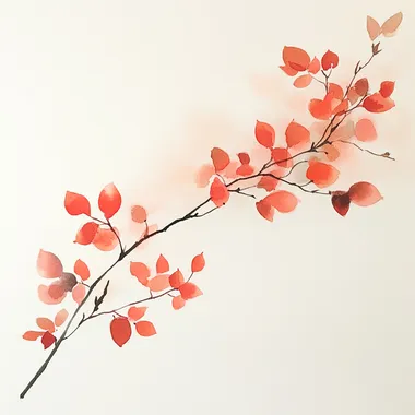 loose style watercolor redburd branch
