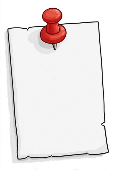 A simple clipart of white paper with a red pushpin at the top, in a simple doodle style, with flat colors, as a vector graphic, with no background, and a transparent PNG   rofile sh3xpg4