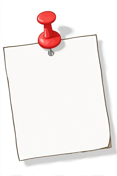 A simple clipart of white paper with a red pushpin at the top, in a simple doodle style, with flat colors, as a vector graphic, with no background, and a transparent PNG   rofile sh3xpg4