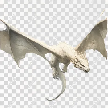 flying European dragon, realistic painting, white background, dynamic lighting