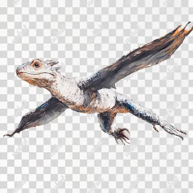 flying European dragon, realistic painting, white background, dynamic lighting