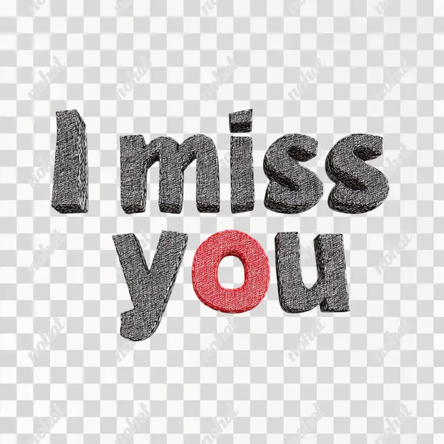 PNG 3D Fabric Style 'I Miss You' Typography