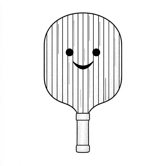 Smiling Pickleball Paddle Line Drawing