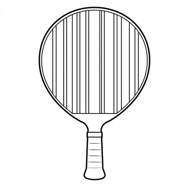 a simple 2d line drawing of a pickleball paddle with the face having 26 thick virtical stripes