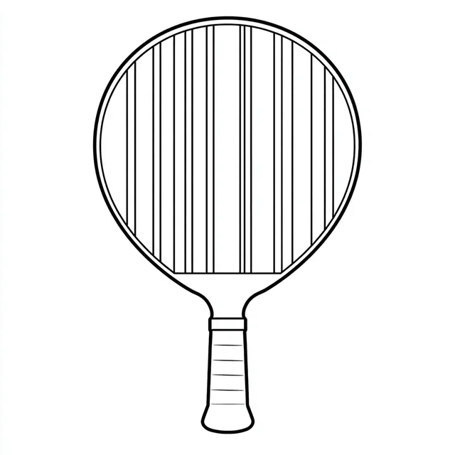 Simple 2D Line Drawing of a Pickleball Paddle