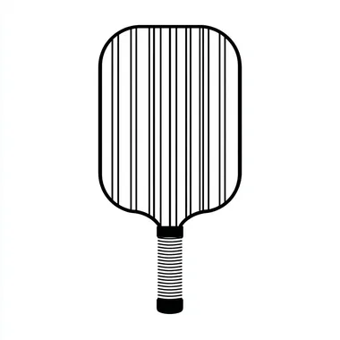 a simple 2d line drawing of a pickleball paddle with the face having 26 thick virtical stripes