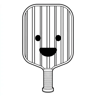 a simple 2d line drawing of a pickleball paddle with the face having 26 thick virtical stripes