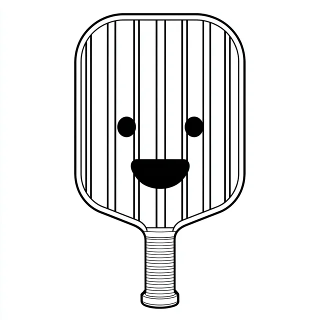 Cute Line Drawing of a Pickleball Paddle
