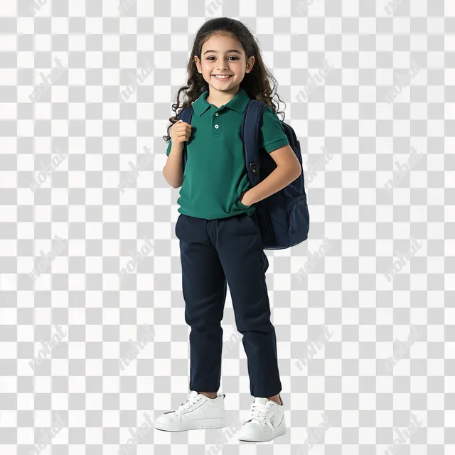 Joyful Egyptian Girl in School Attire: A Full-Body Portrait