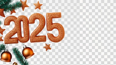 glittering "2025" with Christmas stars and bells, clean white background, commercial holiday celebration style copy space for text, clean visual composition in minimalist style, style raw --s 500  deep depth of field    773tzfv