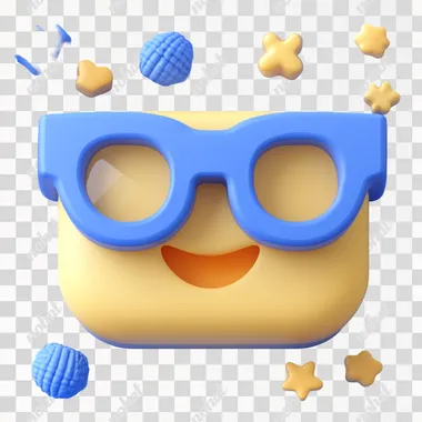 Basic minimalist flat cartoon image. Profile view of an emoji wearing glasses and celebrating the new year 2025.    2663330858 --sw 200