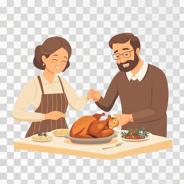 mom gives dad the best piece of roasted chicken at the dinne
