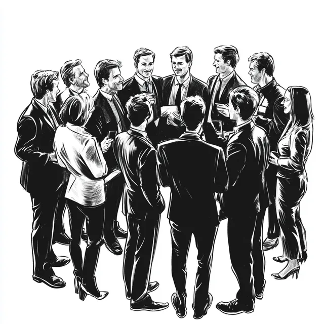 Entrepreneurial Networking: A Black & White Illustration