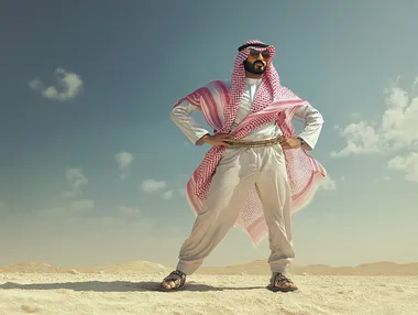 same man, ultra high resolution, full body, wear Saudi , Rich