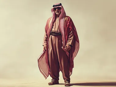 same man, ultra high resolution, full body, wear Saudi , Rich