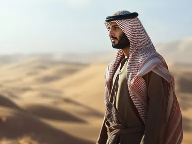 same man, ultra high resolution, full body, wear Saudi , Rich