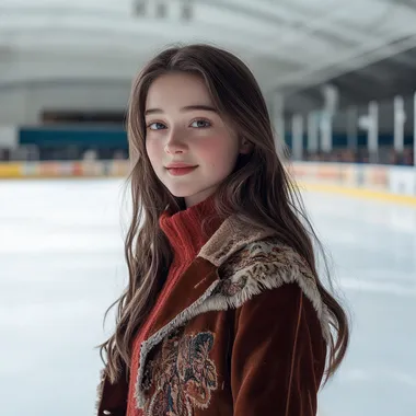 actress Raffey Cassidy, 22 years old, standing in an ice rink, hd photo