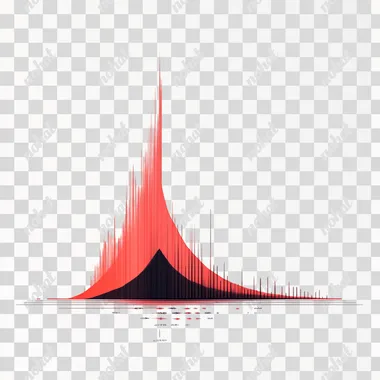 create an illustrated red arrow showing a steep upward trend after an initial flat growth for an economic chart. The line should begin on a flat line halfway across the frame and then show a very steep upward trajectory. white background