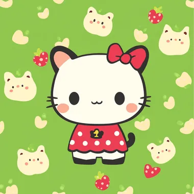 Help me design an original IP image in the style of Sanrio. Requirements: anthropomorphic, super cute, cute, two-dimensional, simple background