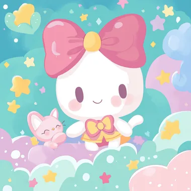 Help me design an original IP image in the style of Sanrio. Requirements: anthropomorphic, super cute, cute, two-dimensional, simple background