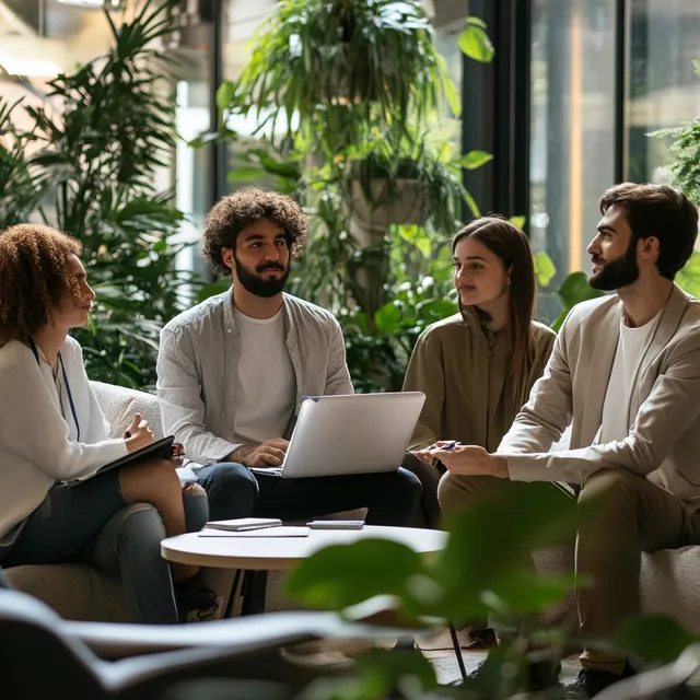 Young Professionals Collaborate on Sustainable Office Practices