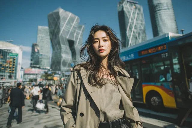 Futuristic Street Fashion Portrait of a Korean Woman
