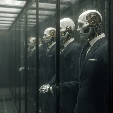 Corporate digital afterlife servers where deceased executives' AI avatars continue advising company eternally