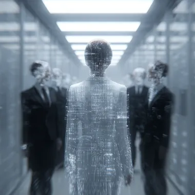 Corporate digital afterlife servers where deceased executives' AI avatars continue advising company eternally