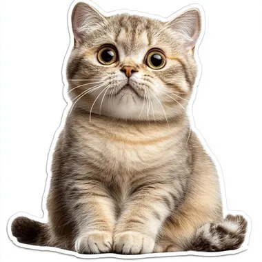Very confused cat for internet reaction sticker memes. White outline on image. Photorealistic style.