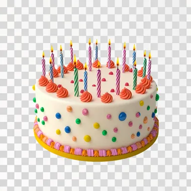 a birthday cake, 3d effect, pure white background