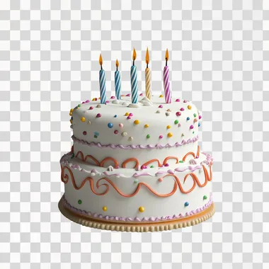 a birthday cake, 3d effect, pure white background