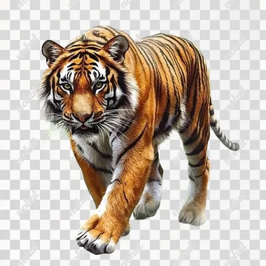 a tiger prowling at an angle, realistic