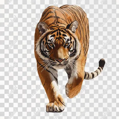 a tiger prowling at an angle, realistic
