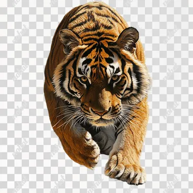 a tiger prowling at an angle, realistic