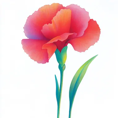 White background with a stylized red carnation illustration, symbolizing mourning. The flower appears delicate, with soft, fading edges and subtle shadows to create a somber, emotional atmosphere. The overall feel is minimalist yet evokes a sense of loss and remembrance.  3335135384 1996244957 rofile c6so3sz --sw 500