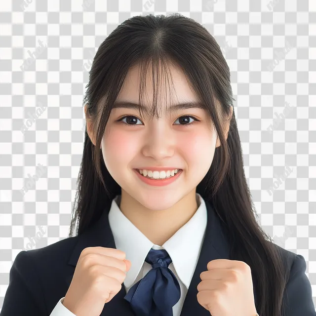 PNG 16-Year-Old Sayaka in Suit and Tie at High School Entrance Ceremony
