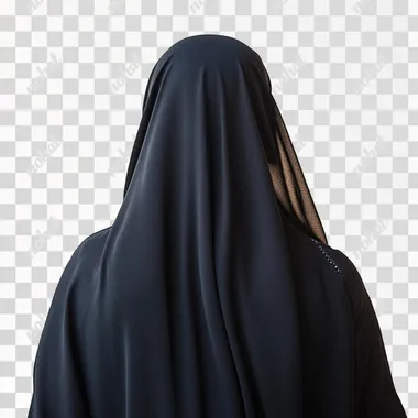real image for a saudi arabian woman, back view camera, white background