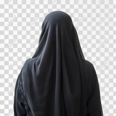 real image for a saudi arabian woman, back view camera, white background