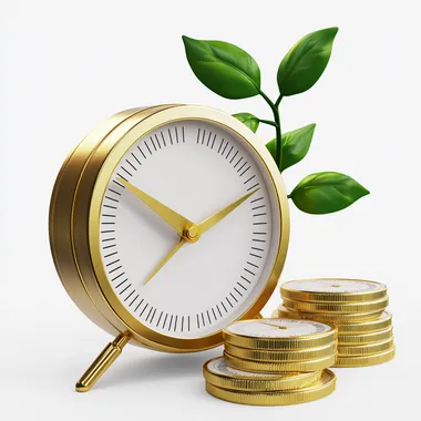 3D Finance Time Isolated white Png Background Growth Business Success Economy Icon. --s 50