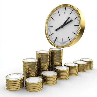 3D Finance Time Isolated white Png Background Growth Business Success Economy Icon. --s 50