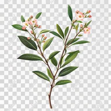 rose myrtle plant on white background. plant is isolated