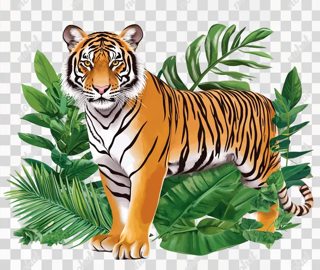 a tiger standing in the middle of a jungle